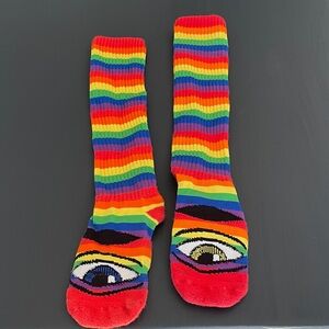 TOY MACHINE eyeball striped rainbow socks